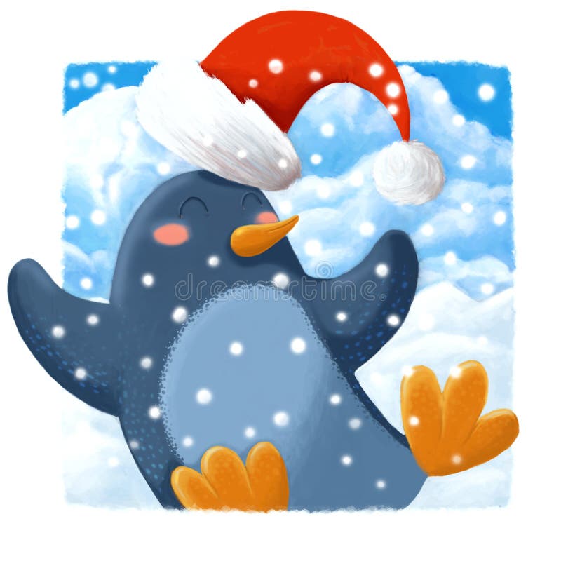 Close up penguin christmas card