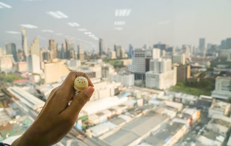 Close up people hold inhalant in hand stock image