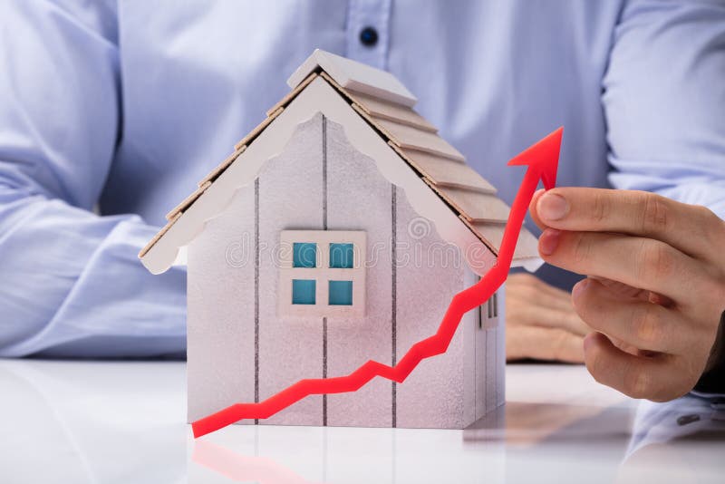 Person Holding Arrow In Front Of House Model