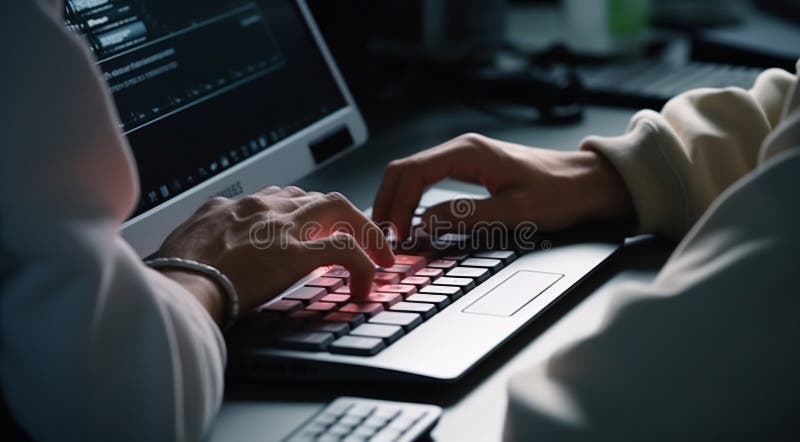 Programmer Is Programming On The Computer Keyboard Person Typing On A Programmer Is Programming On The Computer Keyboard Person Typing On A