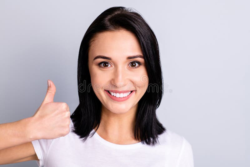 Close Up Photo Beautiful Amazing she Her Lady Hand Arm Thumb Raised Up ...