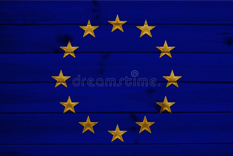 Close-up photo of beautiful colored stylized European Union flag, symbol of united Europe on textured fabric, concept of tourism, royalty free stock image Close-up photo of beautiful colored stylized European Union flag, symbol of united Europe on textured fabric, concept of tourism, royalty free stock image