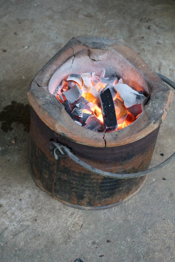 Closeup Photo of a Charcoal Fired Stove for Rustic Cooking Stock Image