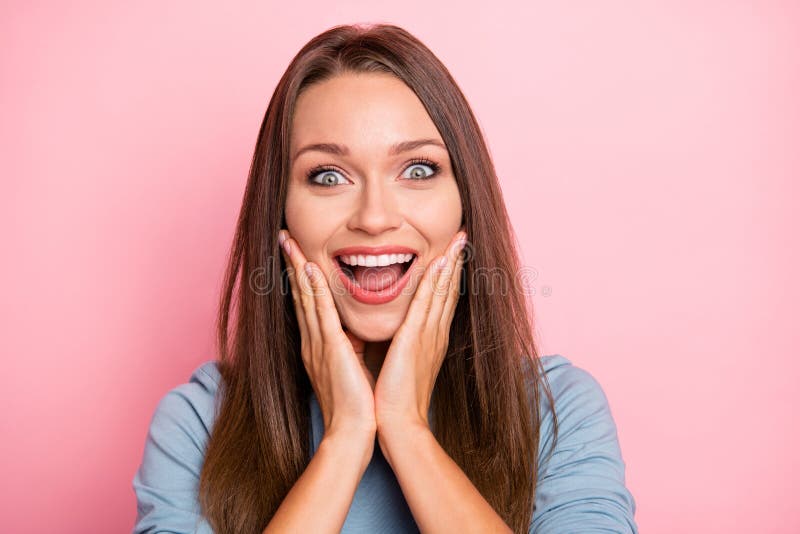 Close Up Photo of Cheerful Positive Cute Nice Pretty Girlfriend Smiling ...