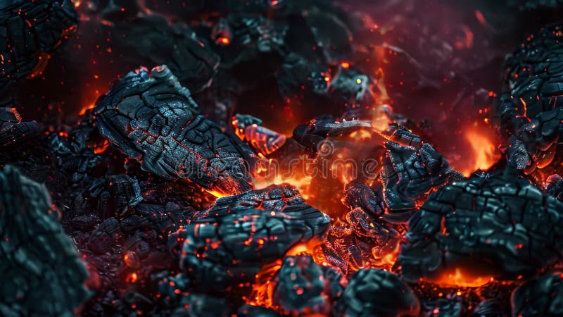 A Close up Photo of Glowing Embers in the Darkness Remnants of a