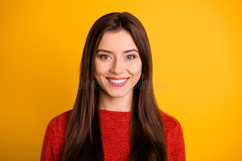 Close Up Photo of Pretty Positive Cheerful Girl Look Stare Listen Her ...