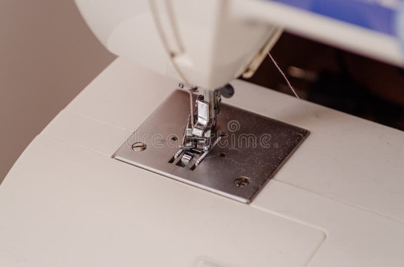 Close Up Photo of Sewing Machine Ready for Work. Stock Image Image of