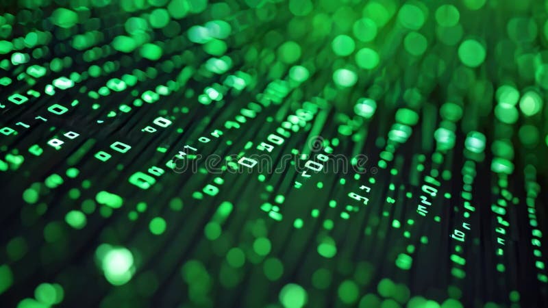 A close-up photo showcasing the detailed texture and color combination of a green and black background, Binary code with different royalty free illustration