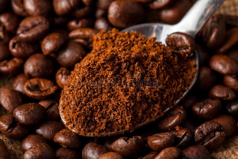 Close Up Photo Of Spoon With Ground Coffee Stock Image