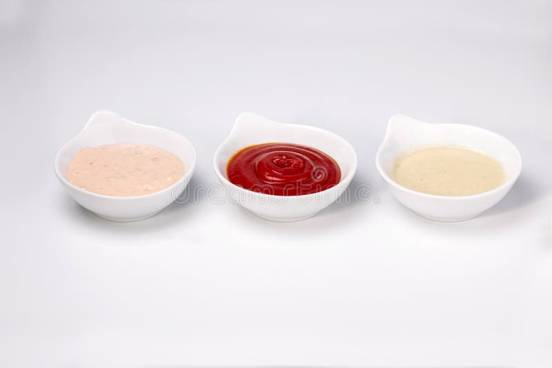 Close up photo of three different dipping dressing sauces royalty free stock images Close up photo of three different dipping dressing sauces royalty free stock images