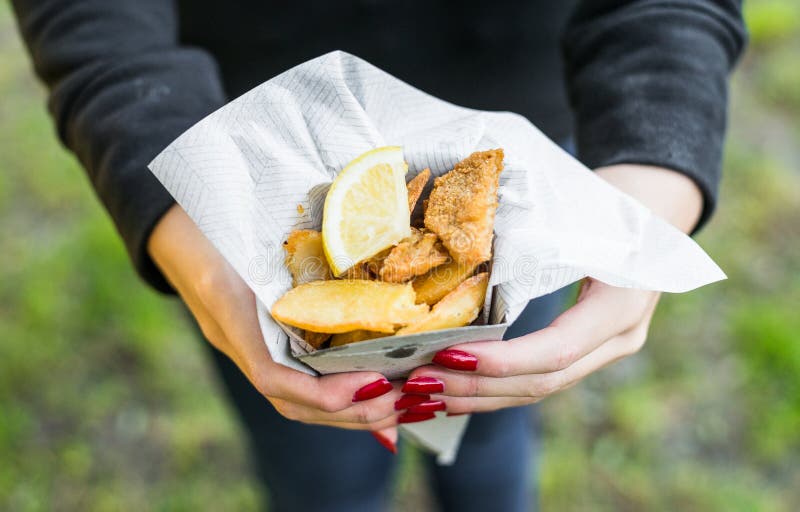 Close Up Photo of Traditional Fish and Chips at a Street Food Market
