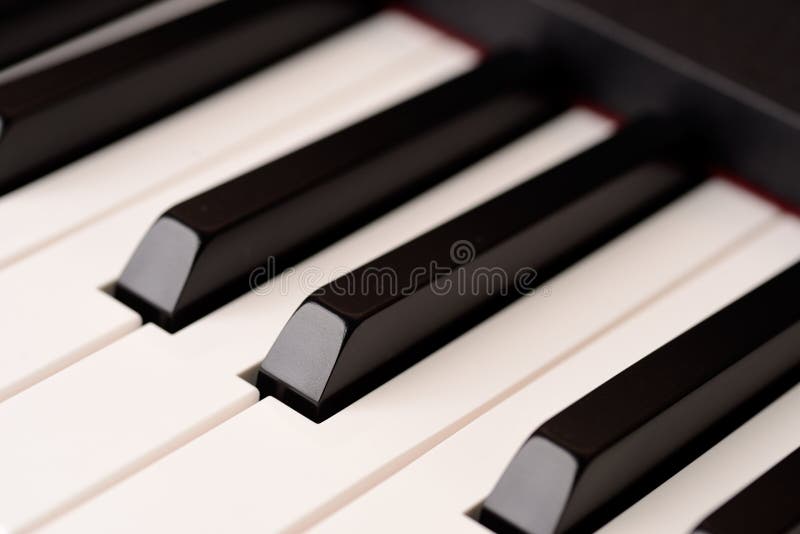 Close-up piano keyboard with shallow depth of field