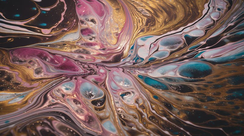 A close up picture of a colorful liquid substance with a black background vector illustration