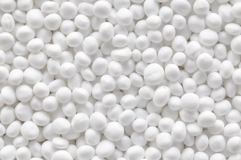 Small White Styrofoam Balls To Fill An Upholstered Chair Stock