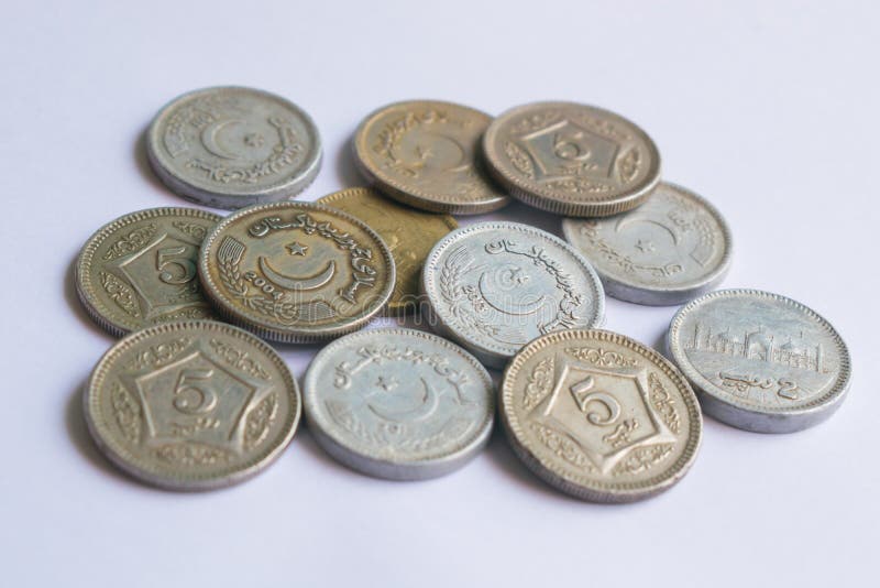 A Pile of Pakistani One Rupee Coins in Macro Stock Photo Image of