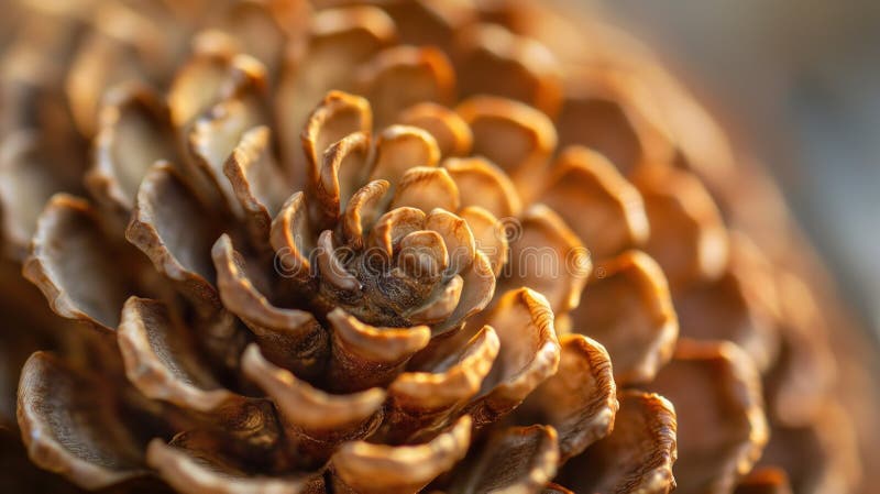 Close-up of a pinecone, highlighting the Fibonacci sequence evident in its scales and spirals AI generated