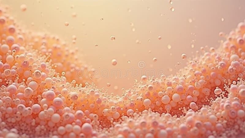 Close-up of pink bubbles forming abstract pattern on warm background stock illustration