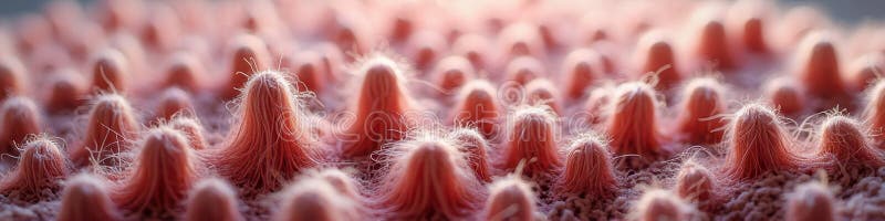Close-up of pink fuzzy texture pattern with hair-like structures in abstract design vector illustration