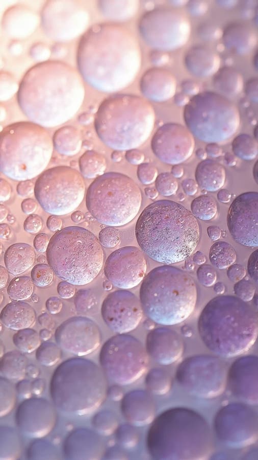 Close-up of pink and purple oil bubbles floating in water creating a soothing abstract pattern vector illustration
