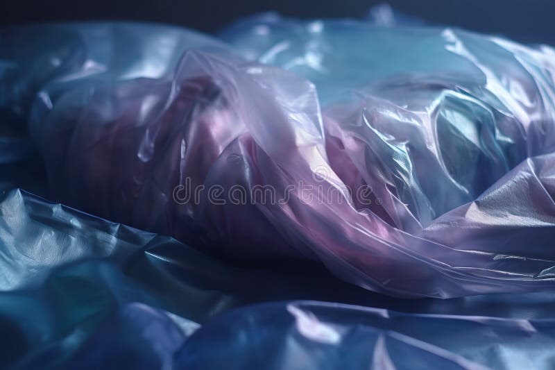 A Close Up of a Plastic Bag on a Bed Sheet Stock Illustration