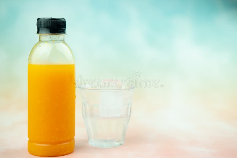 Natural Fresh Orange Juice Small Bottles Fresh Orange Stock Photos