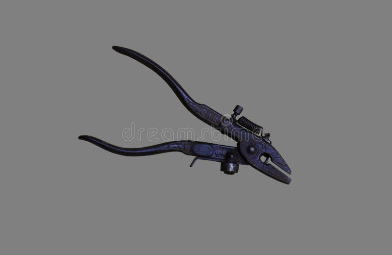 Close up pliers locker isolated on gray background, hand tools for construction, look old and rusty. stock images Close up pliers locker isolated on gray background, hand tools for construction, look old and rusty. stock images