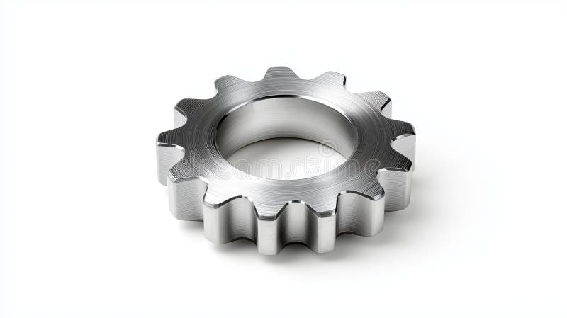 Close-up of a polished metallic gear highlighting craftsmanship stock photo