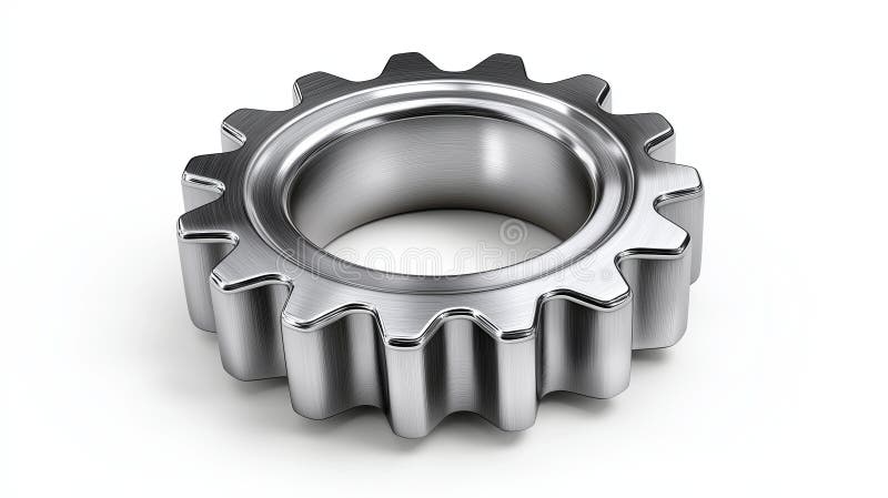Close-up of a polished metallic gear highlighting craftsmanship stock photo