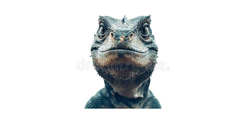 Close-Up Portrait Of A Bearded Dragon Lizard. Detailed Reptile Texture And Expression Isolated On Transparent Background stock illustration