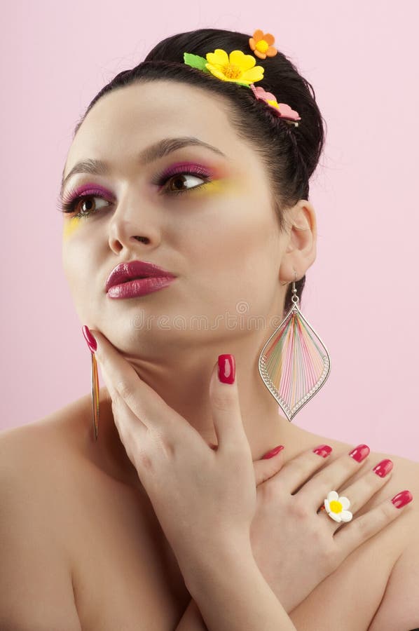 Close-up portrait of beautiful brunette