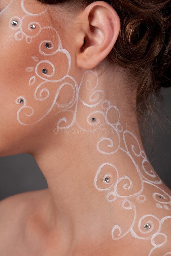 Close up portrait of beautiful girl with face art royalty free stock images Close up portrait of beautiful girl with face art royalty free stock images