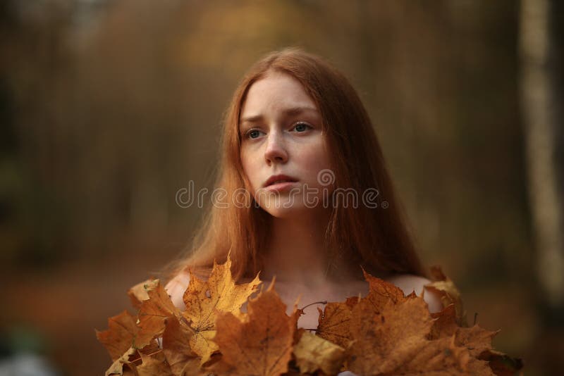 Fashion Autumn Model, Fall Leaves Dress, Beauty Girl Stock Image ...