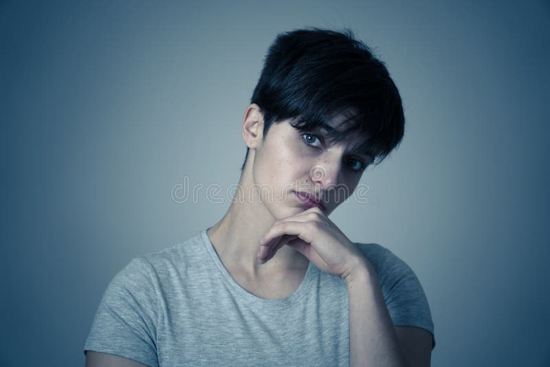 sad woman crying, looking aside on black background, closeup portrait,  profile view Stock Photo - Alamy