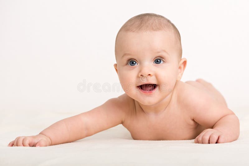 Close up portrait of cute caucasian baby boy