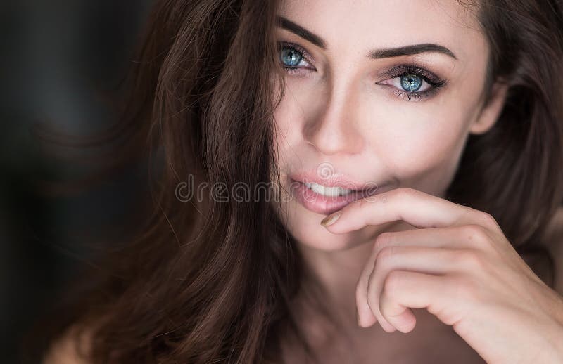 Close Up Portrait Of A Pensive Happy Woman With Closed Eyes Sensual