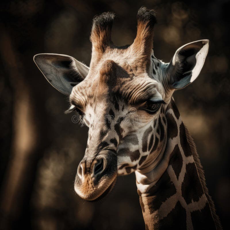 Close up portrait of giraffe