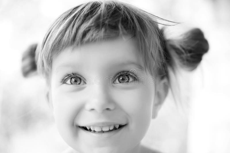 Close-up portrait of a girl black-and-white