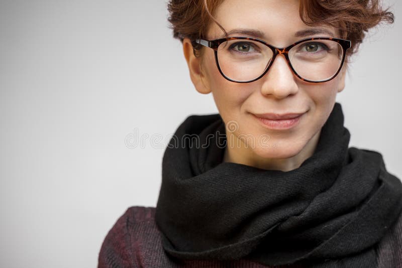 Autumn Fashion Portrait of Beautiful Ginger Woman Posing Isolated at ...