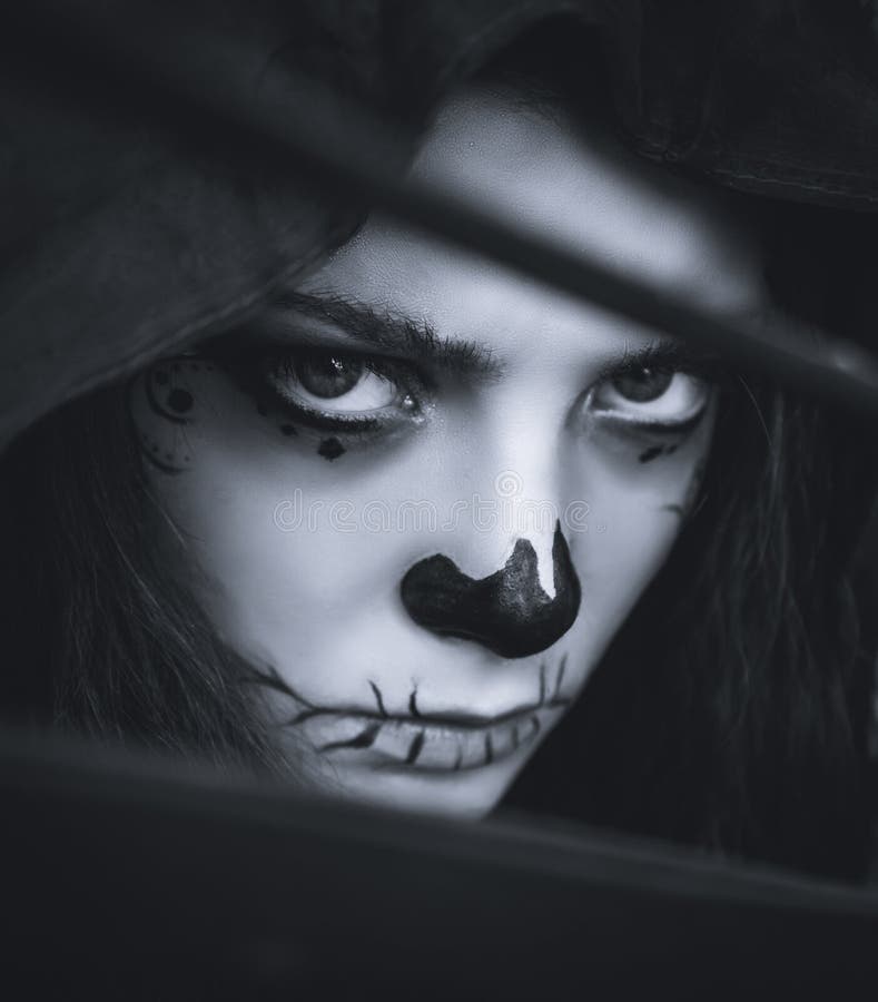 Close Up Portrait Halloween Witch Stock Image - Image of nightmare ...