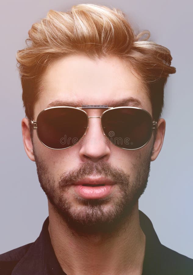 Close-up Portrait of Handsome Stylish Man in Sunglasses. Stock Image ...