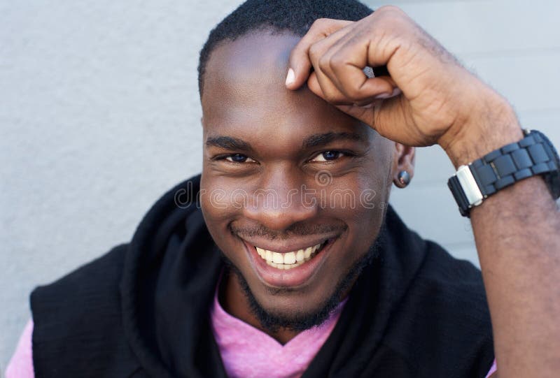 Close Up Portrait Of A Happy African American Man Stock Image Image