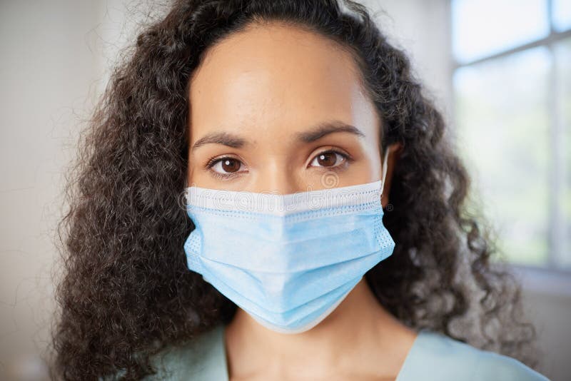 Close Up Portrait of Junior Doctor or Nurse Wearing Surgical Mask in ...