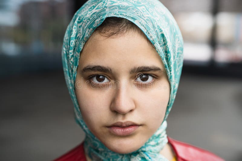 Closeup Portrait Of Muslim Girl Looking In Camera Stock Image Image Of Emirates Islam 244548593