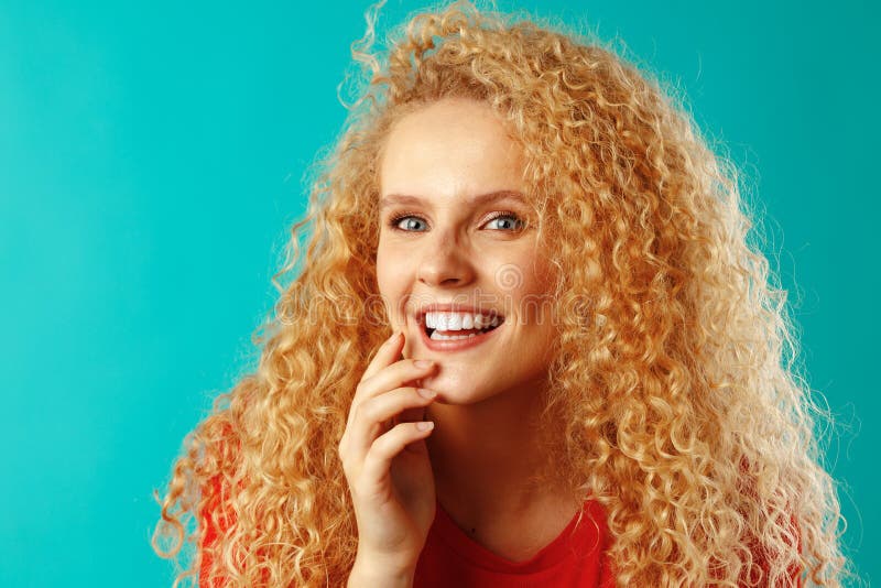 Close Up Portrait Of A Nice Young Woman With Long Curly Hair Stock Image Image Of Female 