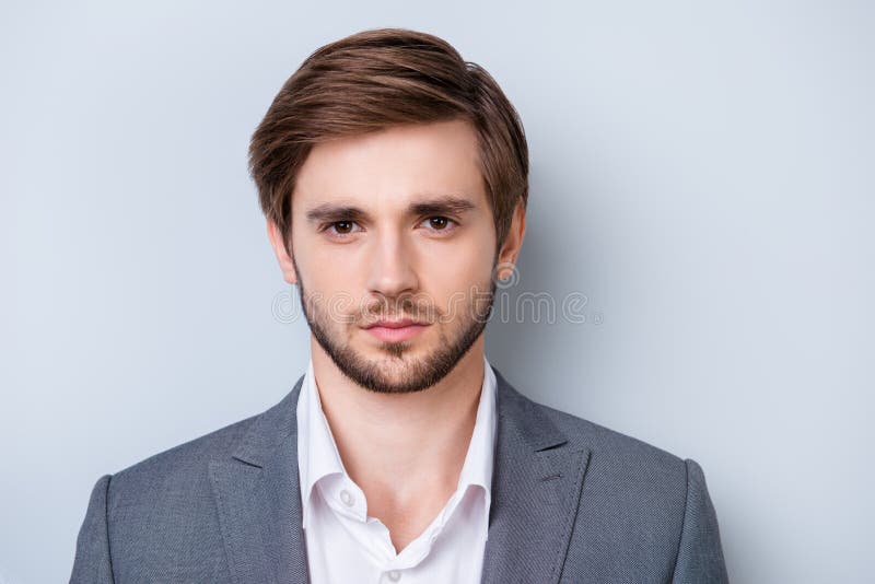 Close Up Portrait of Successful Handsome Young Man in Formal Wear Make ...