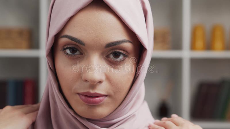 Close Up Of Muslim Girl In Pink Hijab Drinks Coffee Stock Footage Video Of Contact Adult