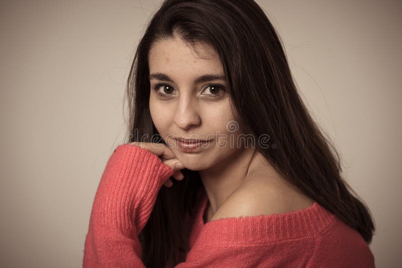 Portrait of young attractive woman with happy and smiling face. Beauty concept and lifestyle stock photography Portrait of young attractive woman with happy and smiling face. Beauty concept and lifestyle stock photography