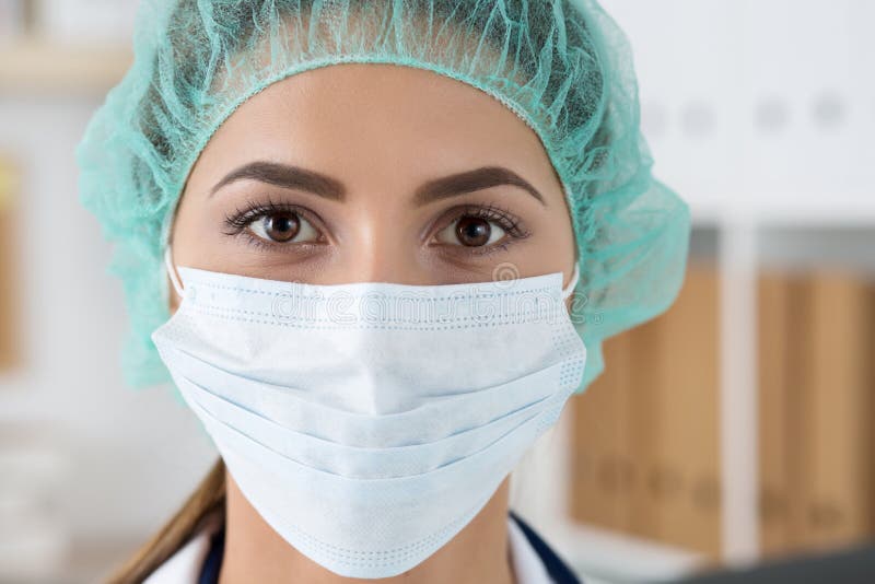 Close-up portrait of young female surgeon doctor royalty free stock image Close-up portrait of young female surgeon doctor royalty free stock image