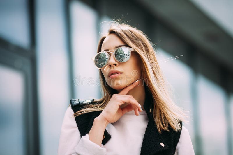 Close-up portrait of a young girl hipster