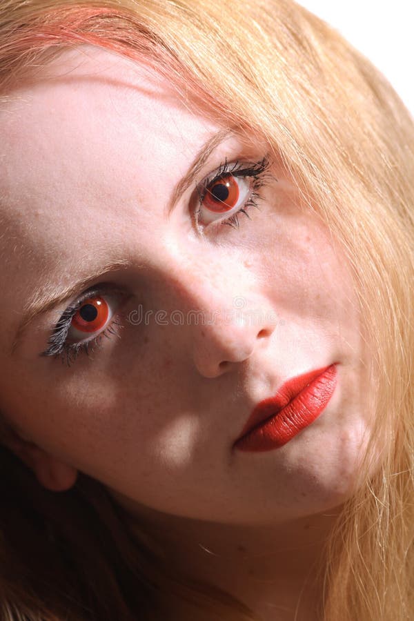 Closeup Portrait Young Woman With Red Eyes Stock Photo Image 21554810